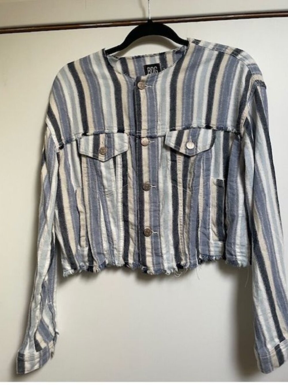 Urban Outfitters BDG Striped Linen Blend Cropped Jacket XS